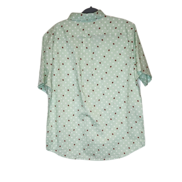 Lands' End Traditional Fit Ladybug Polka Dot Print Button Down Shirt L - Picture 2 of 6